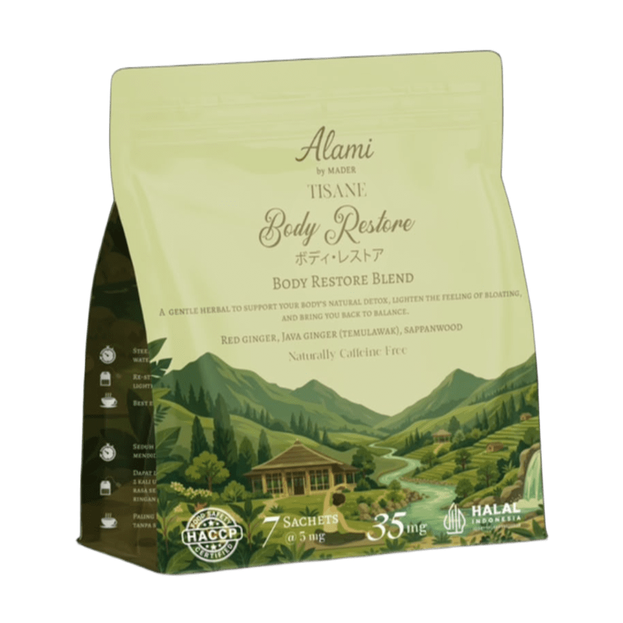Body Restore detox tisane with Red Ginger, Temulawak & Sappanwood – Alami by Mader