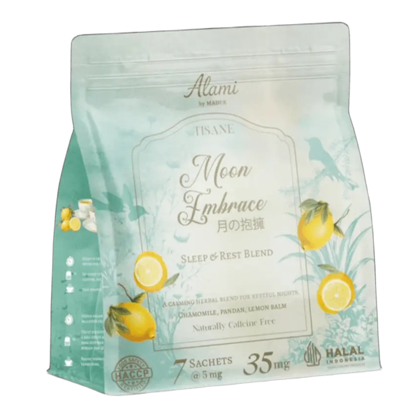 Moon Embrace bedtime sleep tisane with Chamomile, Pandan & Lemon Balm – Alami by Mader
