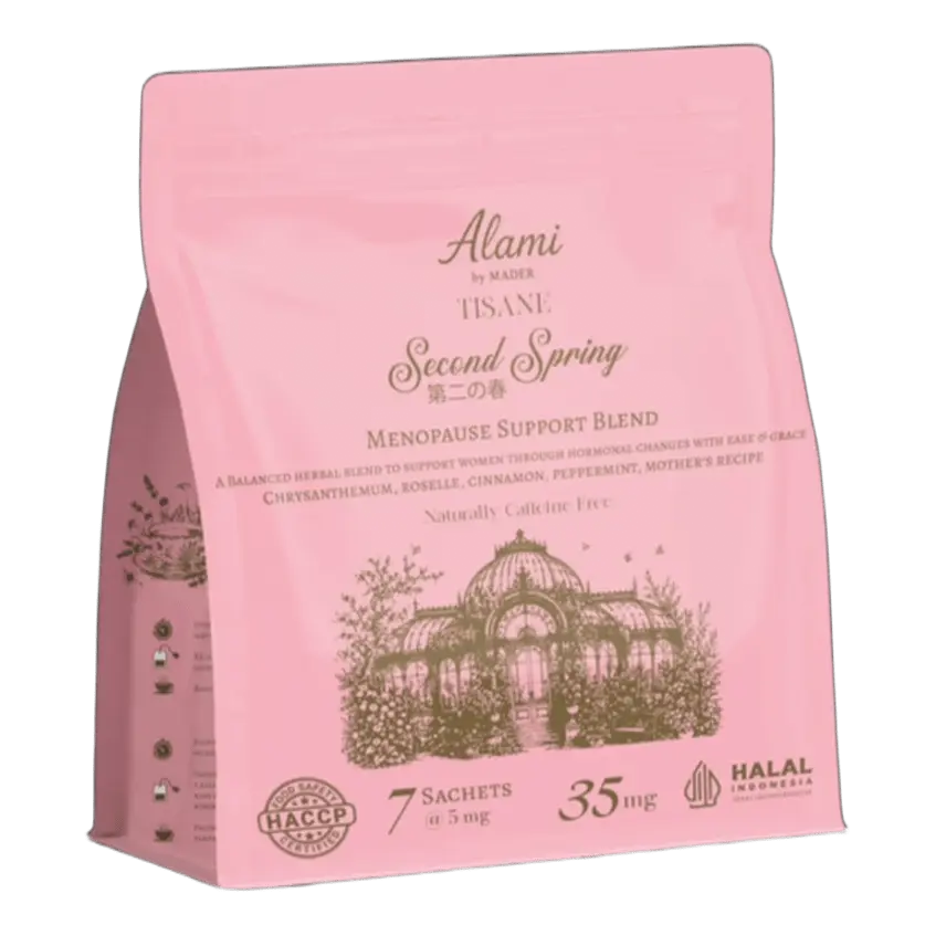 Second Spring menopause support tisane with Chrysanthemum, Roselle & Cinnamon – Alami by Mader