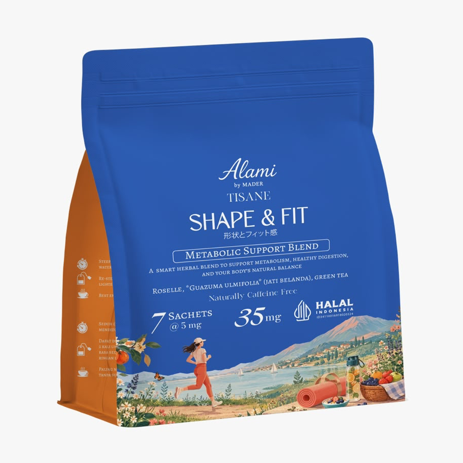 Shape & Fit metabolism support tisane with Roselle, Jati Belanda & Green Tea – Alami by Mader