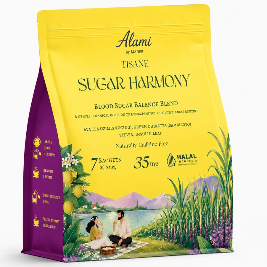 Sugar Harmony blood sugar support tisane with Kumis Kucing, Sambiloto & Insulin Leaf – Alami by Mader