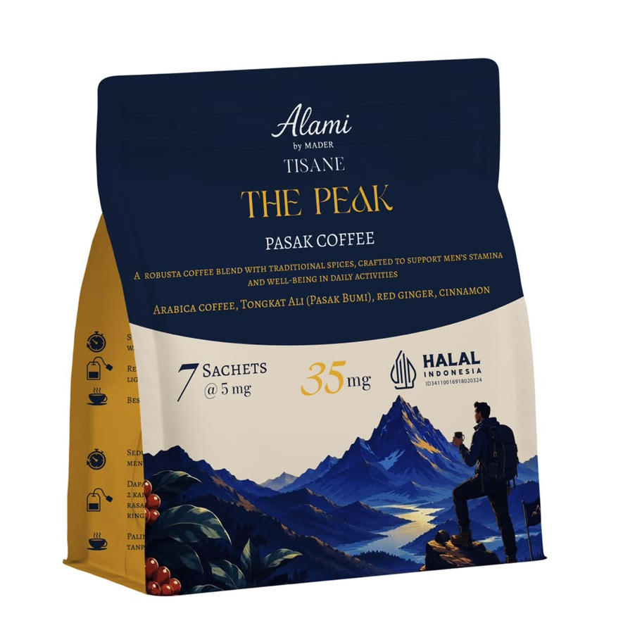 The Peak men's stamina coffee blend with Robusta Coffee, Tongkat Ali & Red Ginger – Alami by Mader