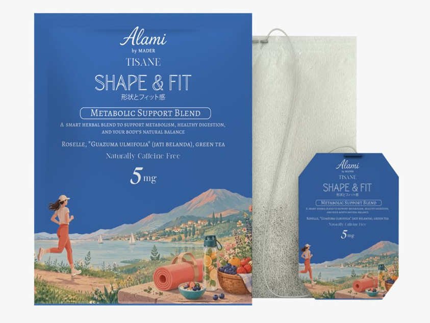 Shape & Fit retail-ready packaging, HACCP & Halal certified metabolism tisane sachets – Alami by Mader